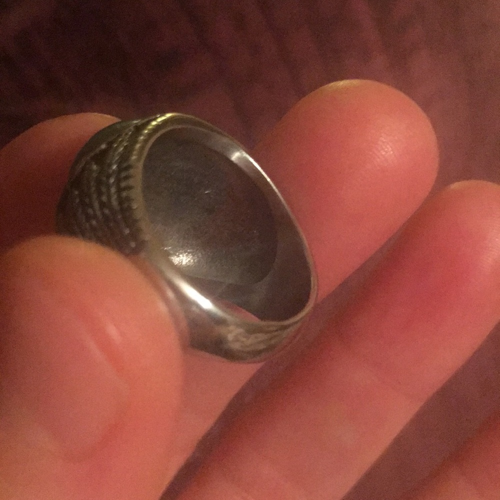 Ruby Zoisite Cabochon Native Feather Ss Ring - image 3